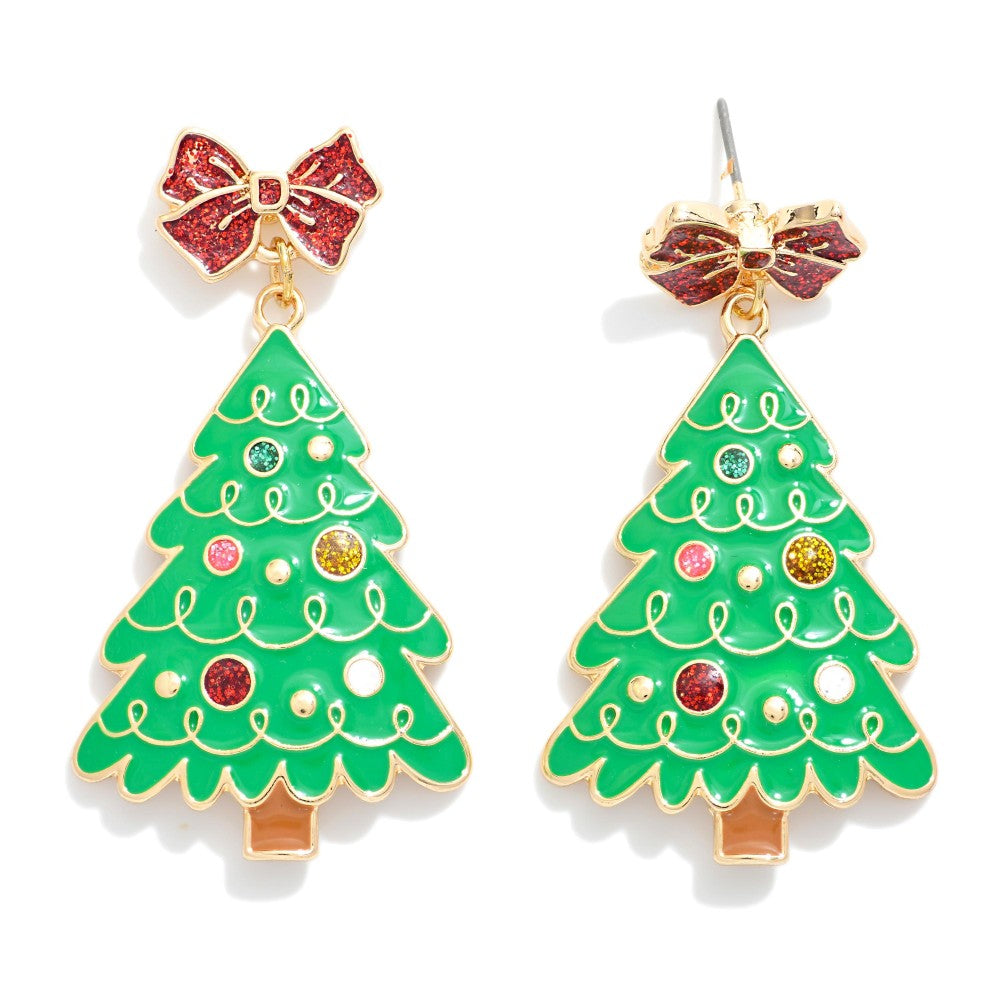 Enamel Christmas Tree Earrings