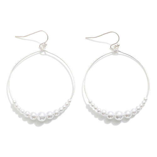 Beaded Pearls Hoop Drop Earrings
