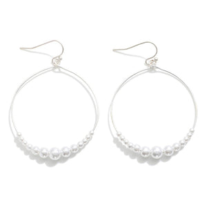 Beaded Pearls Hoop Drop Earrings