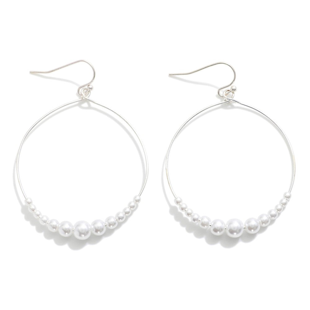 Beaded Pearls Hoop Drop Earrings