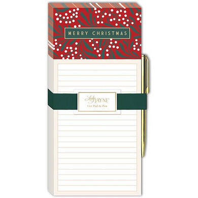 Merry Christmas Magnetic List Pad Winter Berries
