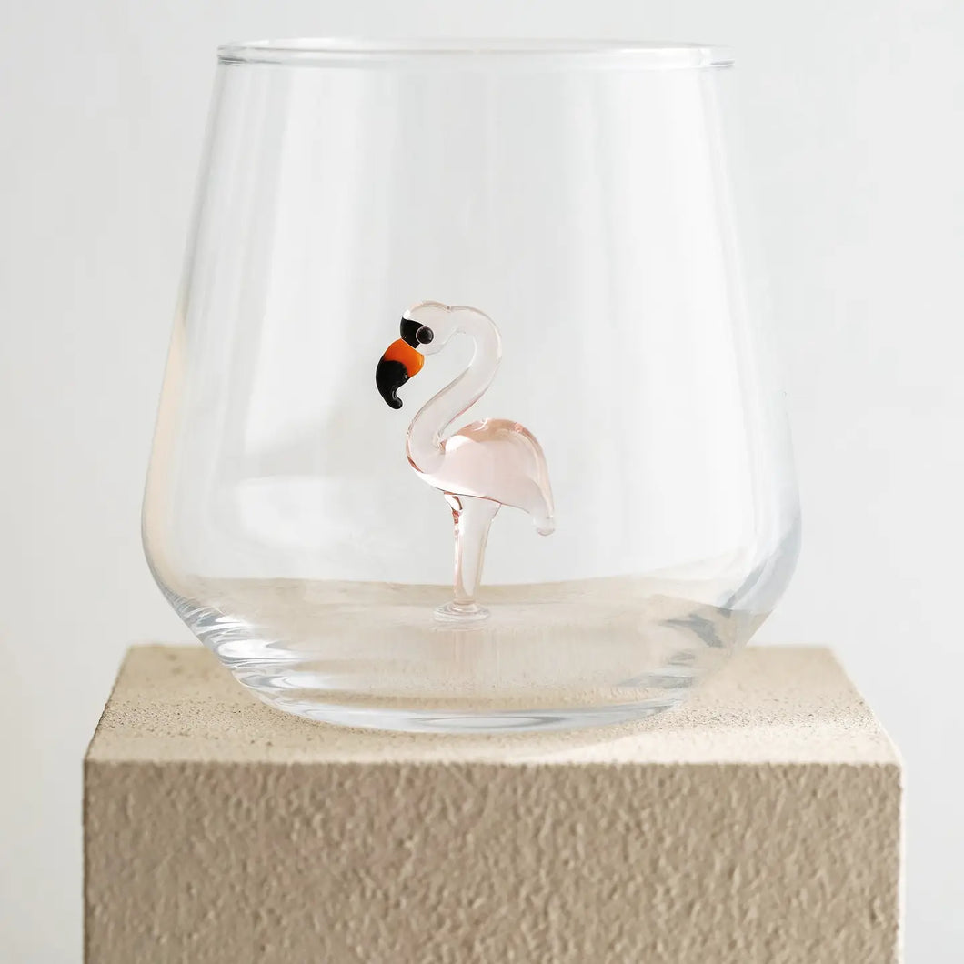 Handblown Flamingo Figurine Glass