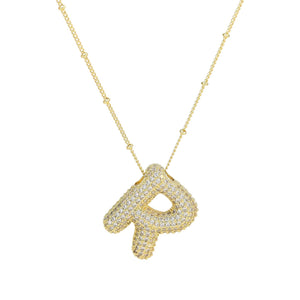 18K Gold Filled Balloon Bubble Initial Necklace