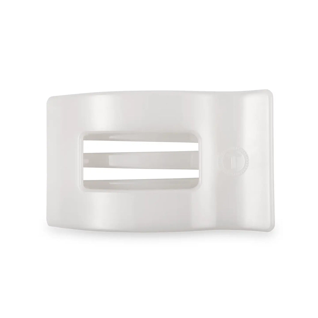 Teleties Medium Flat Rectangle Hair Clip- Coconut White