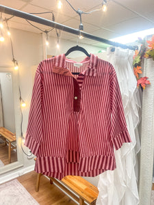 Burgundy & Pink 3/4 Sleeve Top