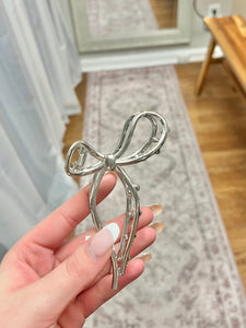 Silver Bow Hair Claw Clip 3
