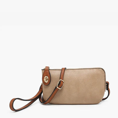 Kendall Twist Lock Crossbody/Wristlet- Tan/Brown