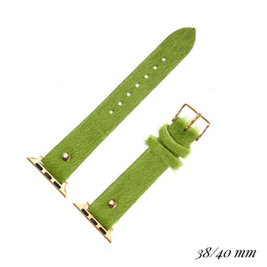 Genuine Leather Smart Watch Lime Green Band