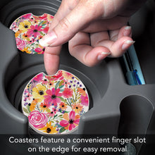 Load image into Gallery viewer, Floral Frenzy Absorbent Stone Car Coaster 1 Pk