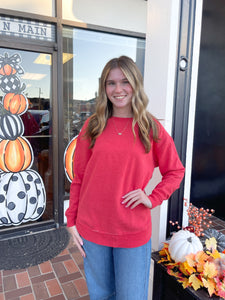 Royce Melange Poncho Red Fleece Sweatshirt
