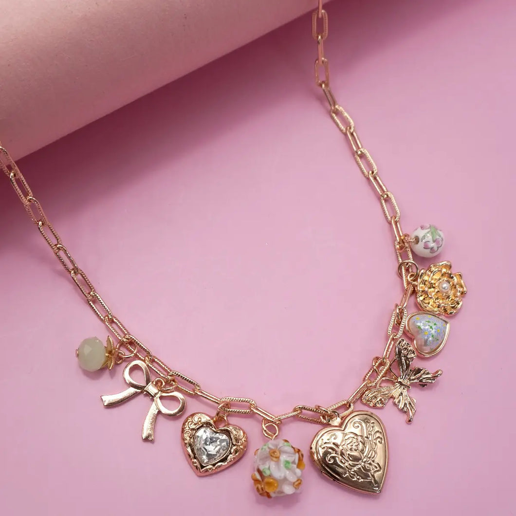 Charm Necklace With Heart Locket