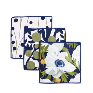 Dish Cloths Set of 3- Anemone Poppy