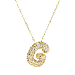 18K Gold Filled Balloon Bubble Initial Necklace