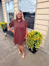 Load image into Gallery viewer, Mocha Luxe Scuba Contrast Dress With Pockets