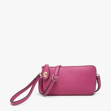 Kendall Twist Lock Crossbody/Wristlet- Fuchsia