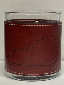 Kentucky State Shape Faux Leather Rocks Glass