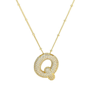 18K Gold Filled Balloon Bubble Initial Necklace