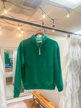 Load image into Gallery viewer, Green Half Zip Fleece Sweatshirt