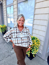 Load image into Gallery viewer, Brown Plaid Button Front Top