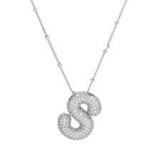 Load image into Gallery viewer, Sterling Silver Filled Balloon Bubble Initial Necklace