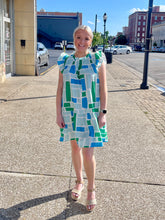 Load image into Gallery viewer, Ladies Turquoise, Green and Blue Block Dress With Pockets