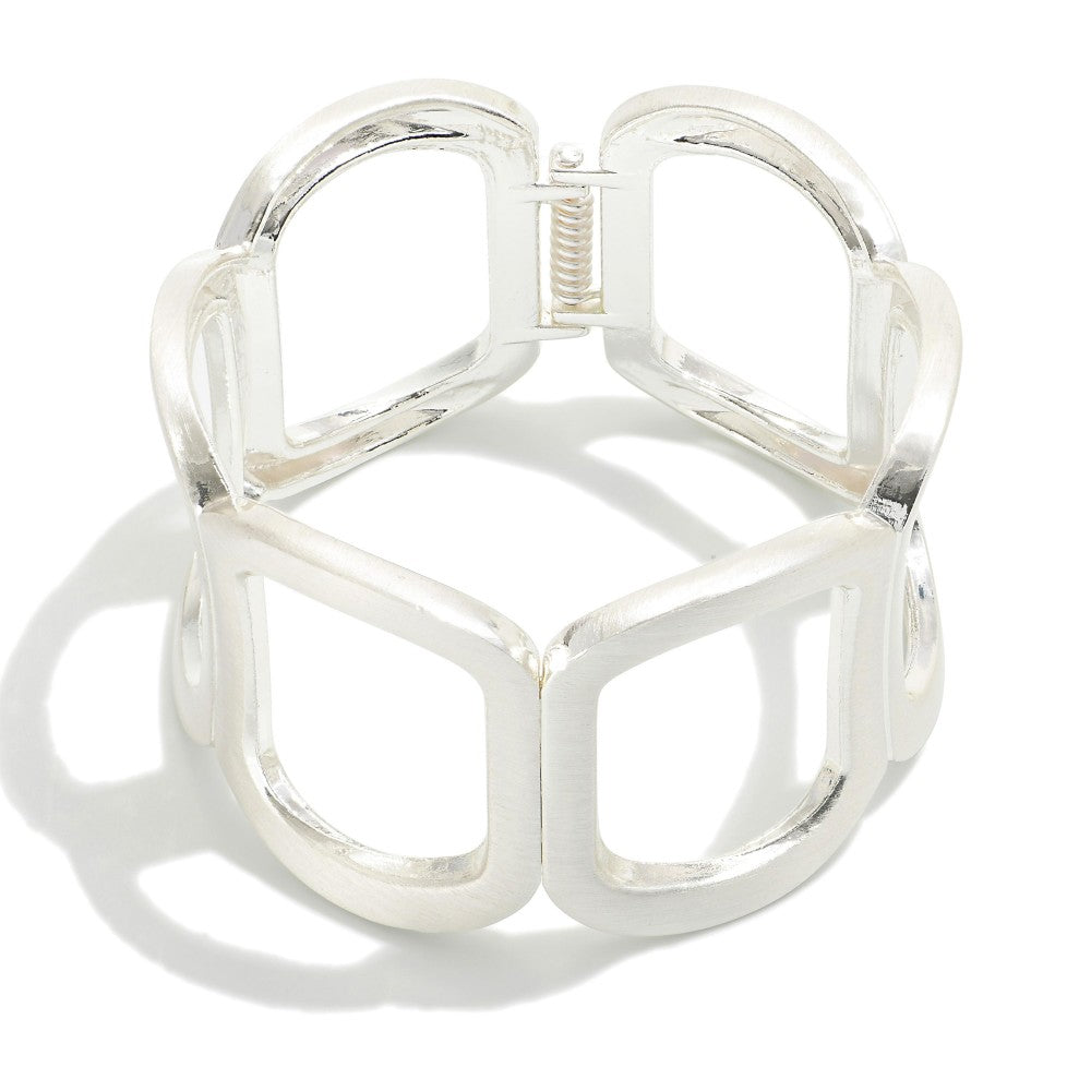 Classy Circular Metal Cuff Hinge Bracelet
