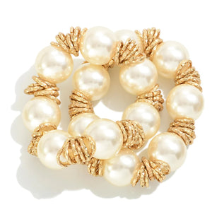 Set of Two Chunky Pearlescent Beaded Stretch Bracelet