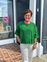 Load image into Gallery viewer, 3/4 Wide Sleeve Sweater With Button Front