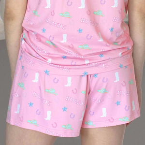 Howdy Friends Pink Multicolor Sleep Shorts