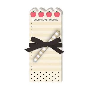 Teach Love Inspire Die-Cut Notepad with Pen Set