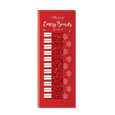 Glitter Emery Board Set of 3 Red/Snowflake/Stripe