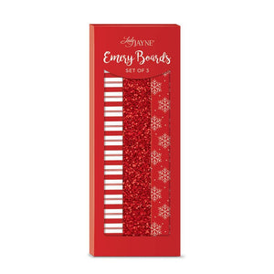 Glitter Emery Board Set of 3 Red/Snowflake/Stripe