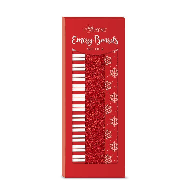 Glitter Emery Board Set of 3 Red/Snowflake/Stripe