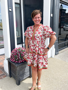 Floral Print Lightweight Mini Dress With Pockets