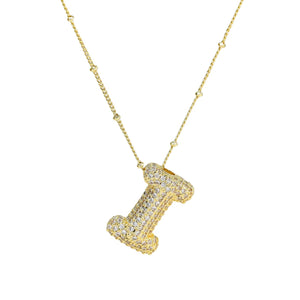 18K Gold Filled Balloon Bubble Initial Necklace