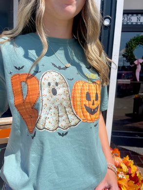 Boo Pumpkin Patchwork Soft Unisex ComfortWash Tee