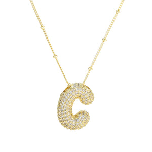 18K Gold Filled Balloon Bubble Initial Necklace