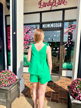 Load image into Gallery viewer, Green Linen Tie Strap Top &amp; Shorts Set