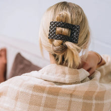 Load image into Gallery viewer, Teleties Medium Flat Rectangle Hair Clip- Truly Taupe Quilted
