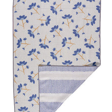 Load image into Gallery viewer, Blue Floral Waffle Knit Kitchen Towel