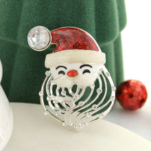 Load image into Gallery viewer, Crystal Beard Santa Face Pin/Pendant