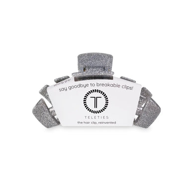 Teleties Medium Hair Clip- Silver Glitter