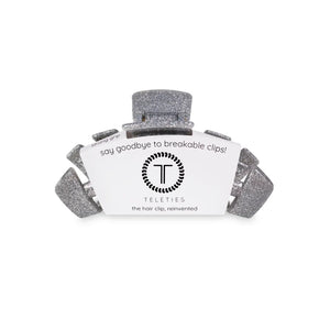 Teleties Medium Hair Clip- Silver Glitter