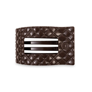 Teleties Medium Flat Rectangle Hair Clip- Truly Taupe Quilted