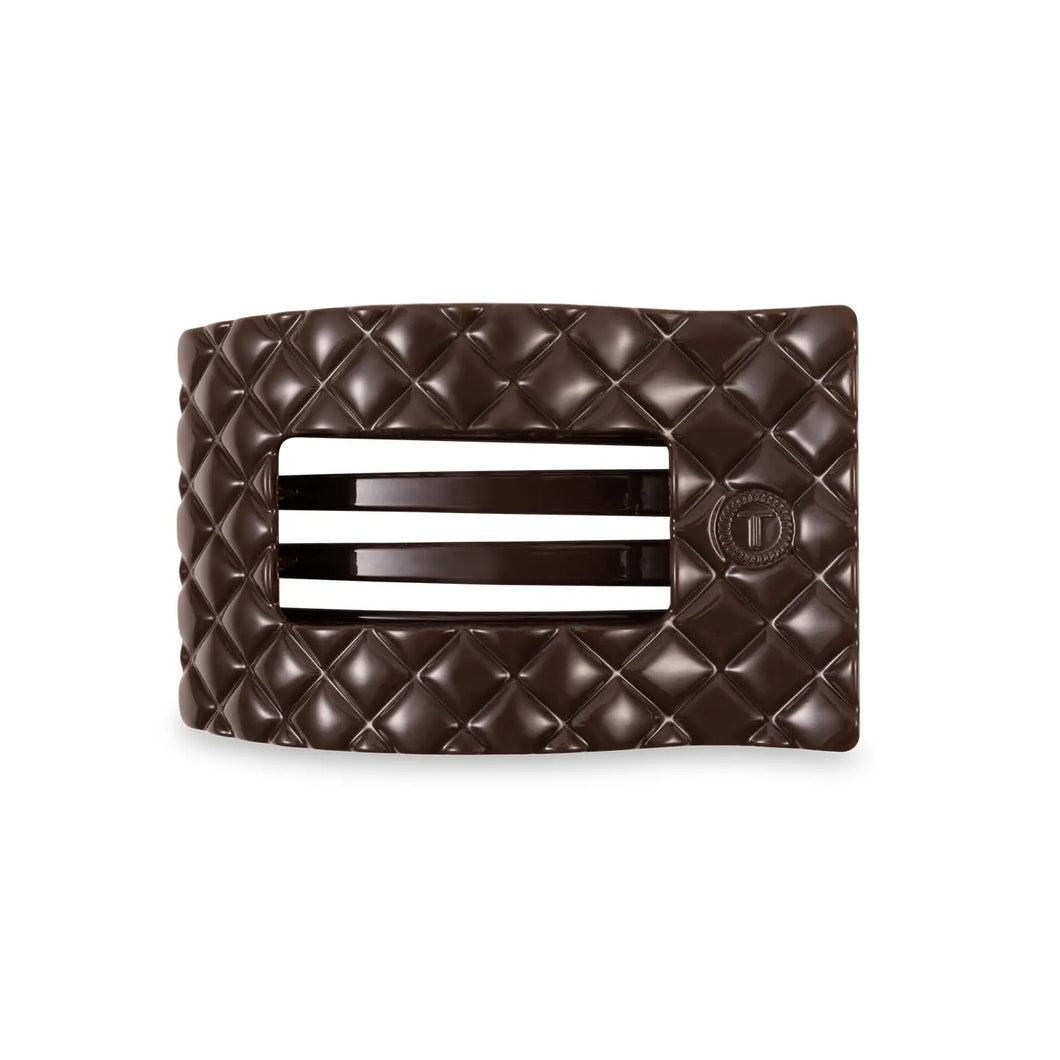 Teleties Medium Flat Rectangle Hair Clip- Truly Taupe Quilted