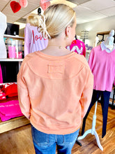 Load image into Gallery viewer, Ladies Melon Raw Edge Drop Shoulder Knit Top