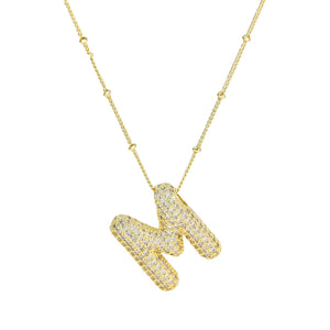 18K Gold Filled Balloon Bubble Initial Necklace