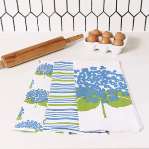 Set of 3 Cotton Kitchen Towels- Hydrangea