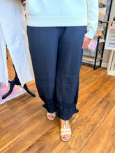 Load image into Gallery viewer, Black Lace Detail Ruffle Pants