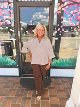 Load image into Gallery viewer, Brown Gingham Collared Top
